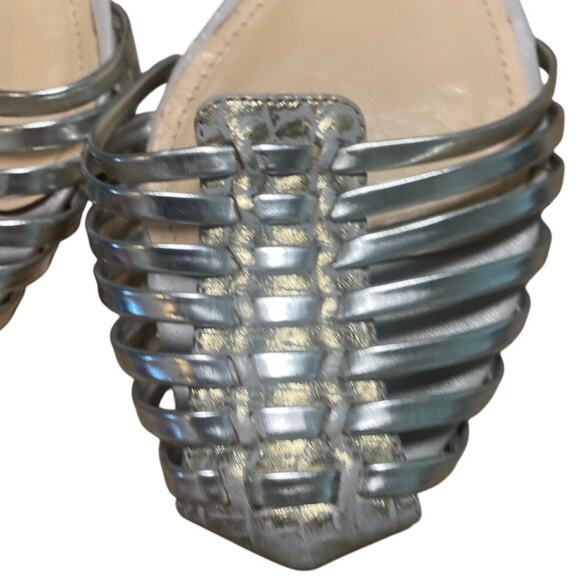 Vince Camuto Silver Metallic Woven sandal Snakeskin Detail Size 9M - Picture 5 of 6